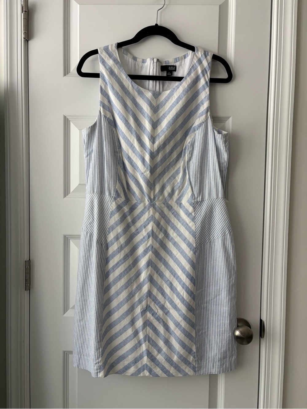 a.n.a Blue & White Striped Sleeveless Linen Dress Size XL